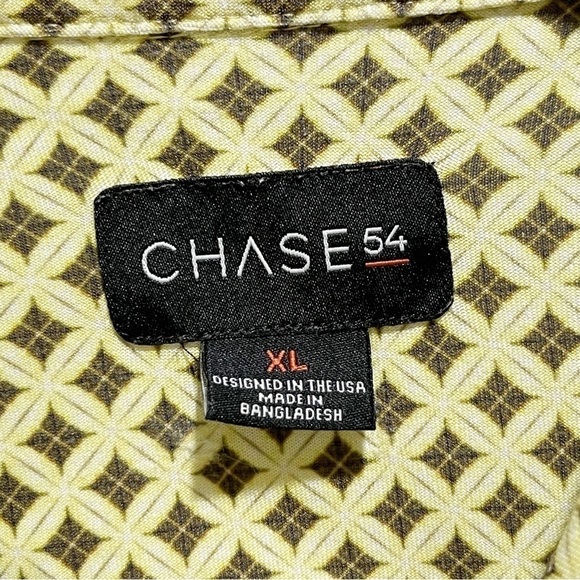 CHASE 54 Men’s Yellow Brown Geometric Print Golf Polo Quick Dry Short Slv Sz XL - Picture 4 of 8